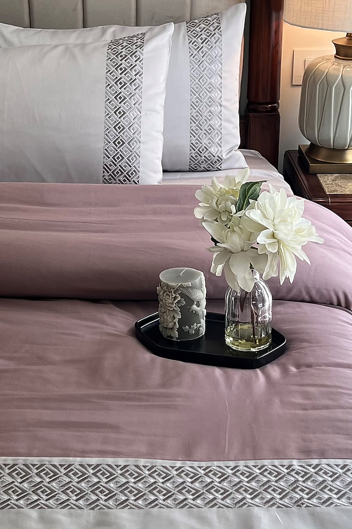Pearl Grey Cotton Bedding Set (Set of 4) by SADYASKA at Pernia's Pop Up Shop