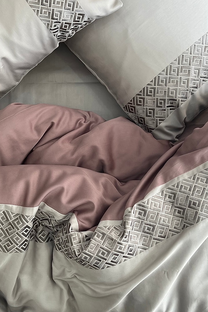 Pearl Grey Cotton Bedding Set (Set of 4) by SADYASKA at Pernia's Pop Up Shop