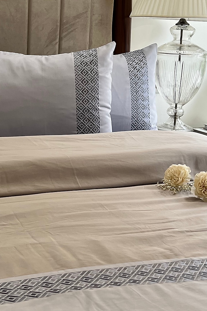 Smoke Blue Cotton Bedding Set (Set of 4) by SADYASKA at Pernia's Pop Up Shop