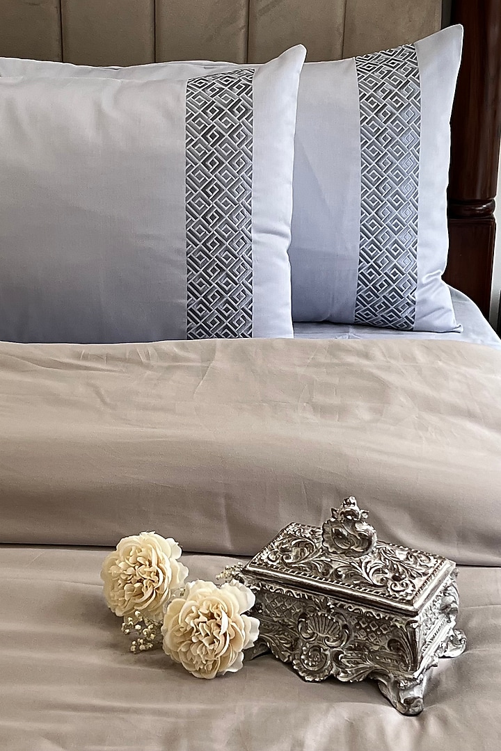 Smoke Blue Cotton Duvet Cover by SADYASKA at Pernia's Pop Up Shop