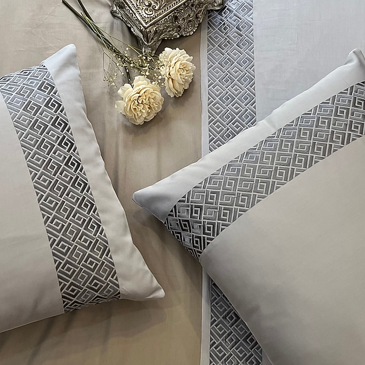 Smoke Blue Cotton Duvet Cover by SADYASKA at Pernia's Pop Up Shop