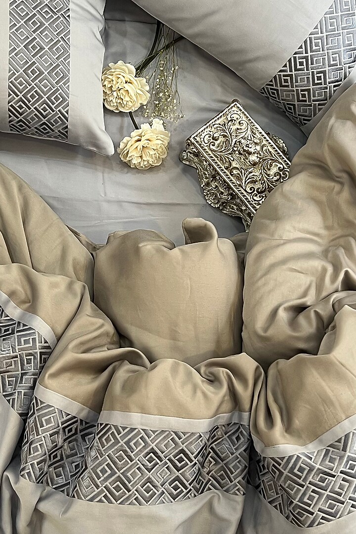 Smoke Blue Cotton Duvet Cover by SADYASKA at Pernia's Pop Up Shop
