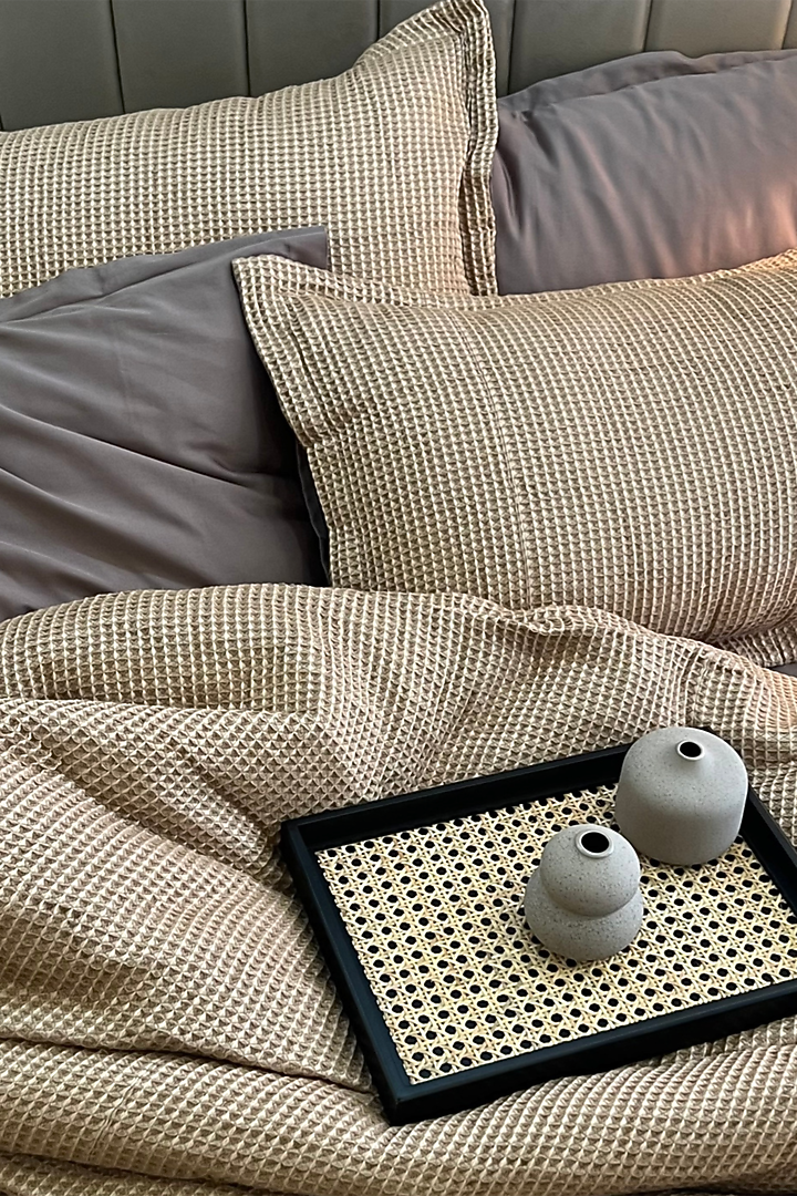 Mocha Cotton Woven Fabric Duvet Cover by SADYASKA at Pernia's
