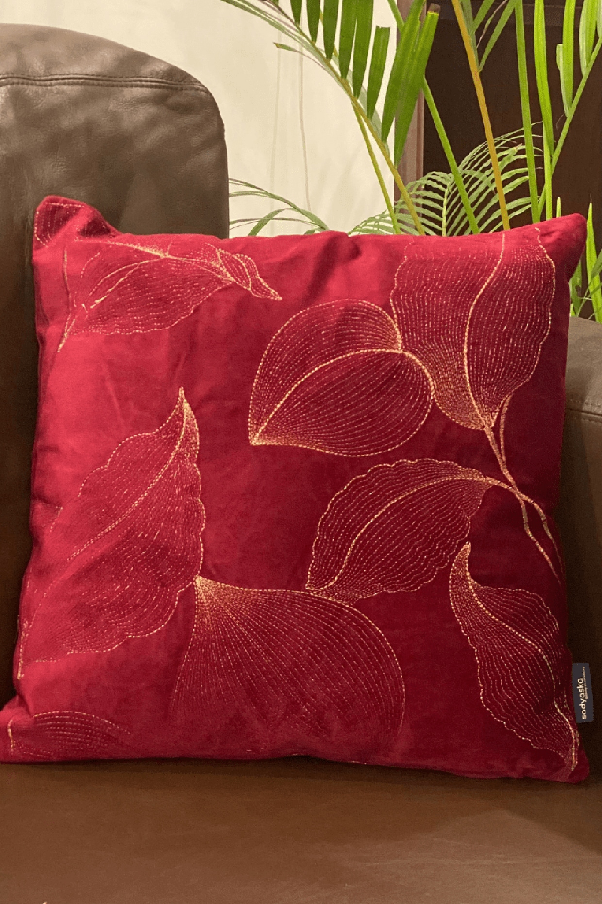 Maroon velvet cushion best sale