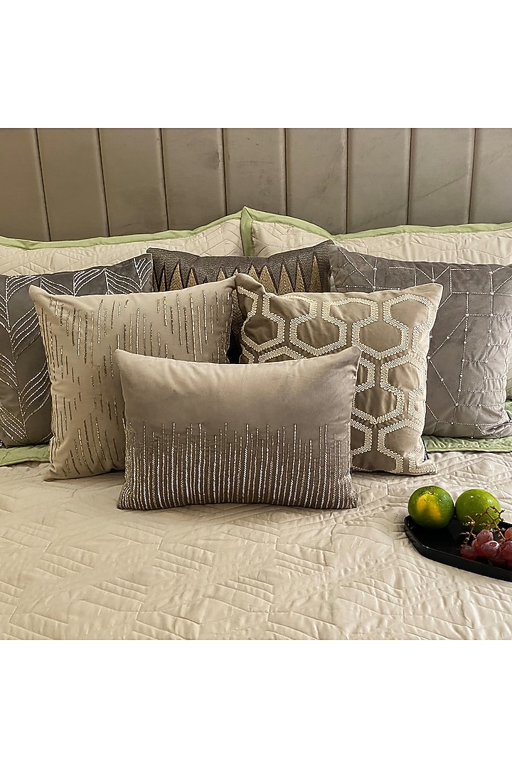 Lime Green Quilted Reversible Bedspread Set (Set of 3) by SADYASKA at Pernia's Pop Up Shop