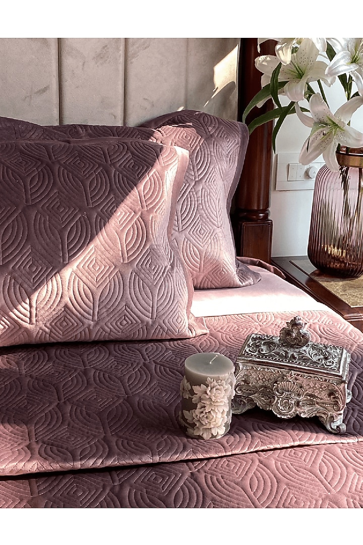 Lilac Pile & Velvet Bedspread Set (Set of 3) by SADYASKA at Pernia's Pop Up Shop