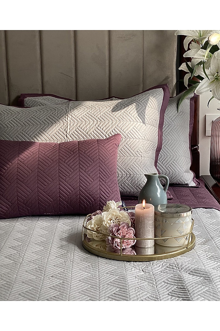 Sandstone Grey TC Cotton Bedspread Set (Set of 3) by SADYASKA at Pernia's Pop Up Shop