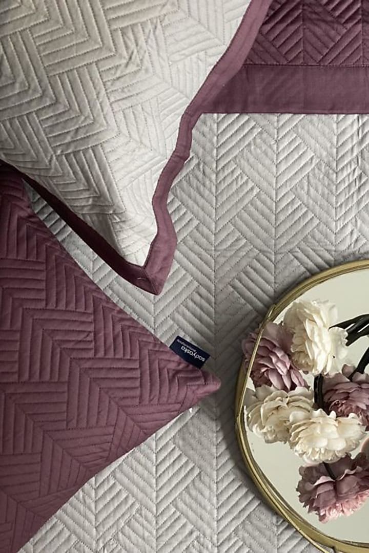 Sandstone Grey TC Cotton Bedspread Set (Set of 3) by SADYASKA at Pernia's Pop Up Shop