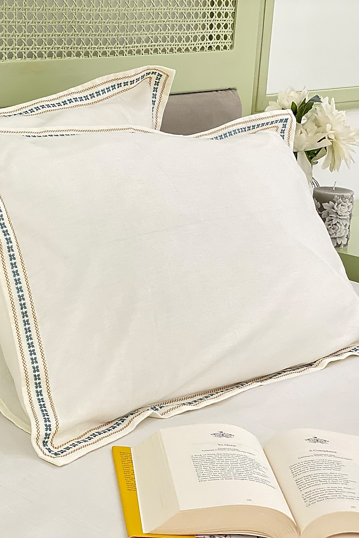 Ivory Cotton Mix & Match Bedsheet Set (Set of 3) by SADYASKA at Pernia's Pop Up Shop