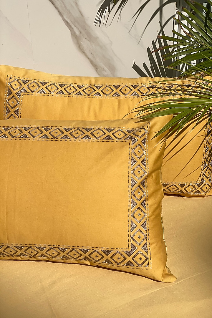 Yellow Cotton Mix & Match Bedsheet Set (Set of 3) by SADYASKA at Pernia's Pop Up Shop