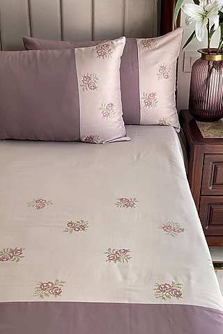 Brown Cotton Bedsheet Set (Set of 3) by SADYASKA