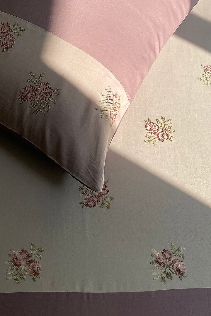 Brown Cotton Bedsheet Set (Set of 3) by SADYASKA at Pernia's Pop Up Shop