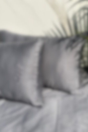 Dark Grey Cotton Bedsheet Set (Set of 3) by SADYASKA
