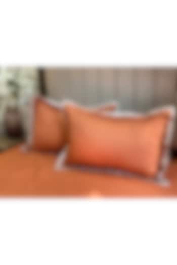 Rust Cotton Bedsheet Set (Set of 3) by SADYASKA