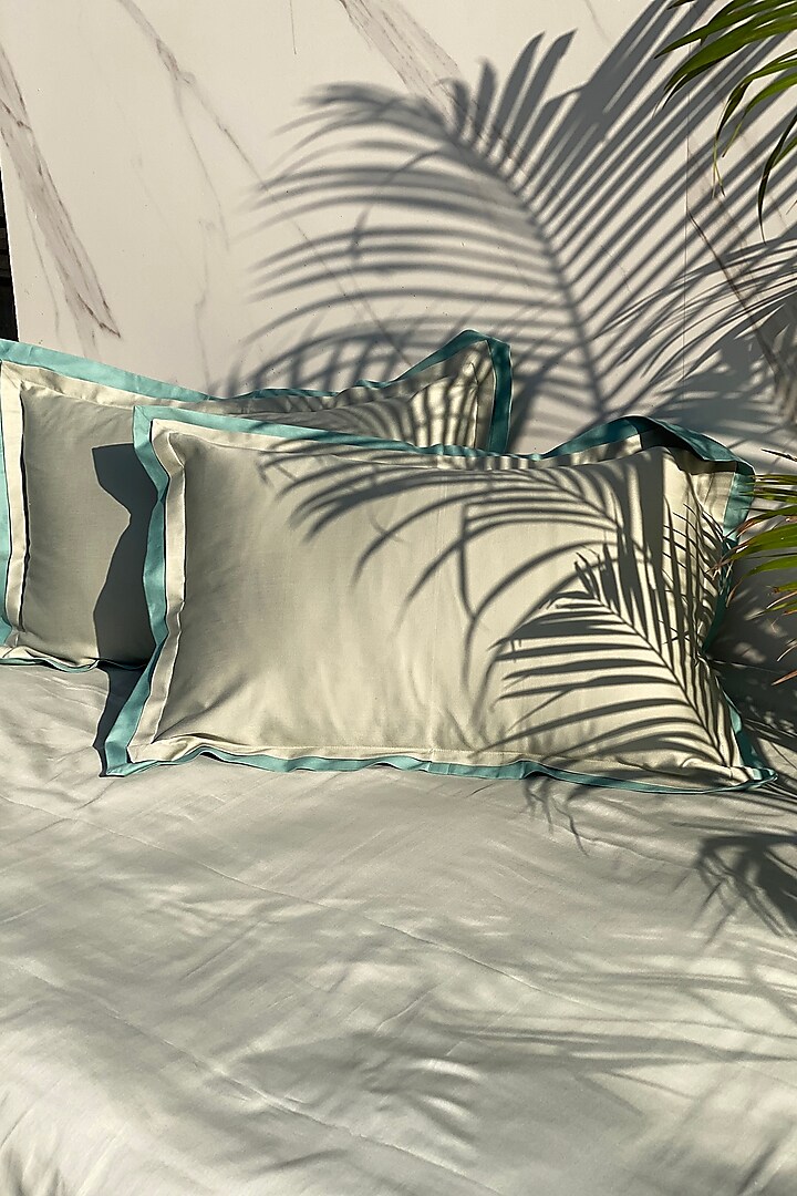 Green Cotton Bedsheet Set (Set of 3) by SADYASKA