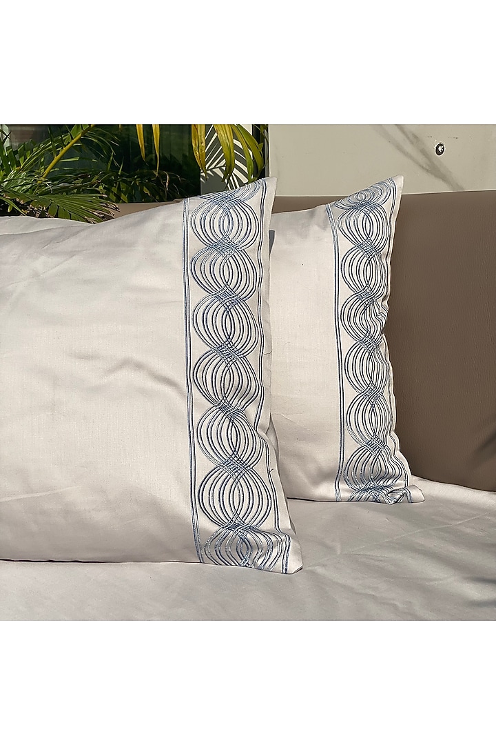 Grey Printed Bedsheet Set by SADYASKA at Pernia's Pop Up Shop