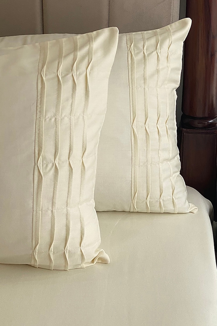 Ivory Bedsheet Set In Cotton by SADYASKA at Pernia's Pop Up Shop