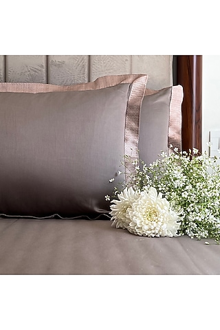 Khaki Cotton Bedsheet Set by SADYASKA