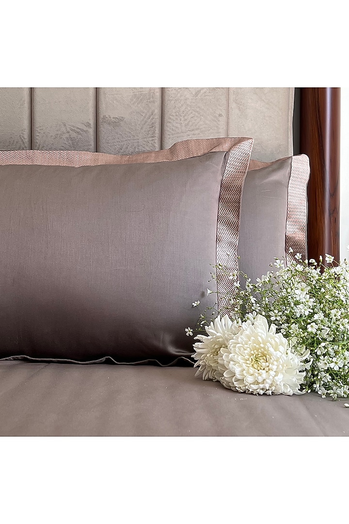 Khaki Cotton Bedsheet Set by SADYASKA at Pernia's Pop Up Shop