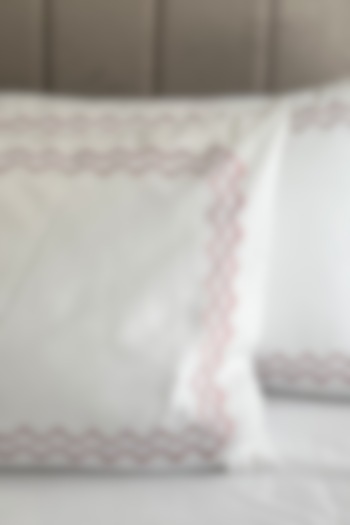 White Cotton Cubes Embroidered Bedsheet Set by SADYASKA at Pernia's Pop Up Shop