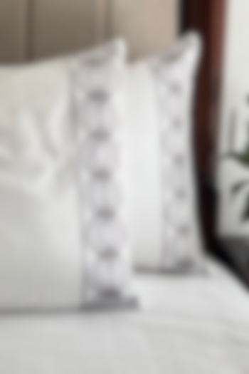 White Cotton Embroidered Bedsheet Set by SADYASKA at Pernia's Pop Up Shop