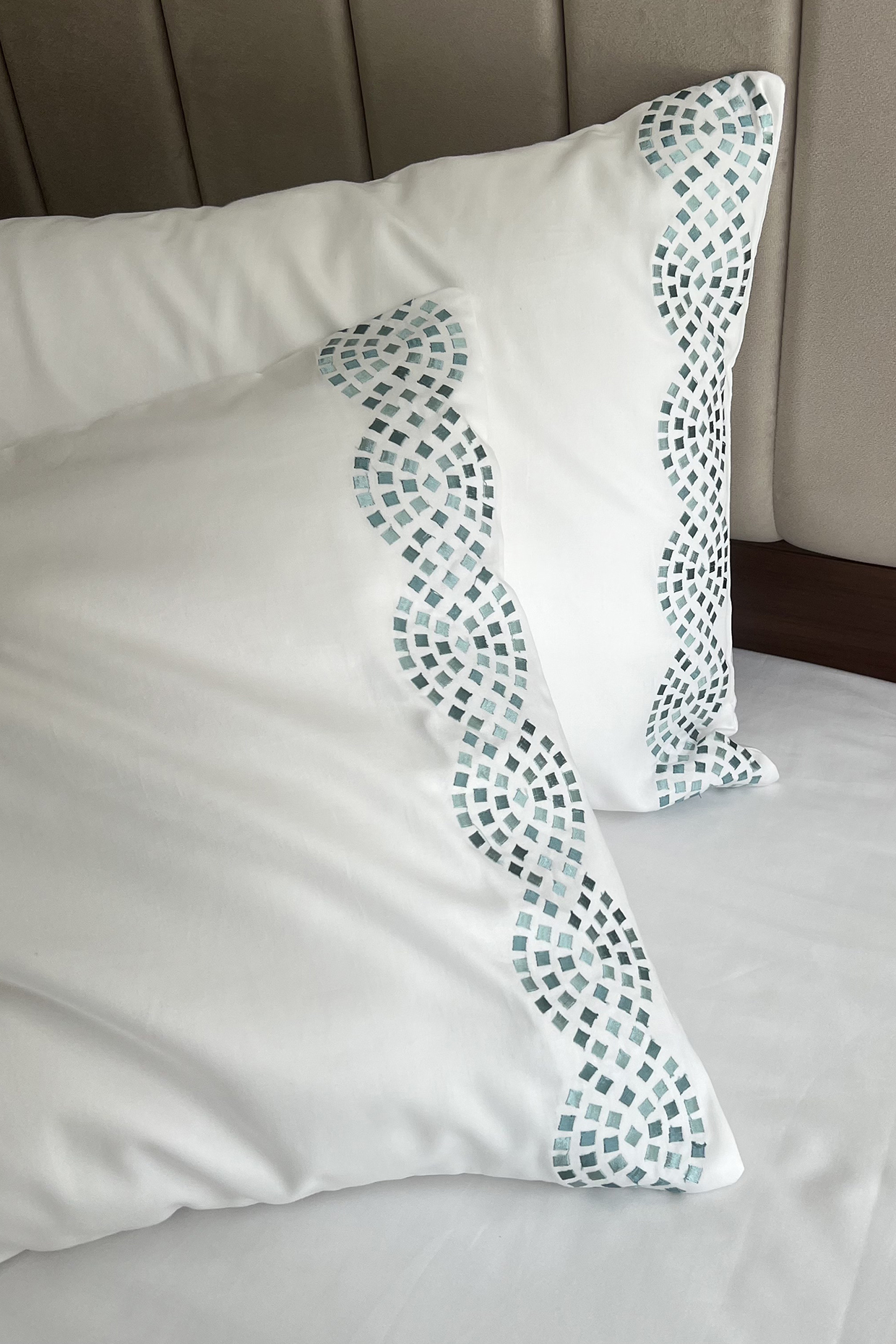 White Cotton Embroidered Bedsheet Set by SADYASKA at Pernia's Pop Up Shop