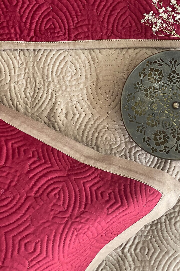Maroon Reversible Bedspread Set (Set of 3) by SADYASKA at Pernia's Pop Up Shop