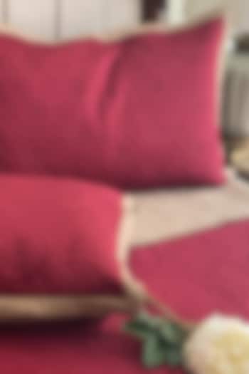 Maroon Cotton Reversible Bedspread Set (Set of 3) by SADYASKA at Pernia's Pop Up Shop