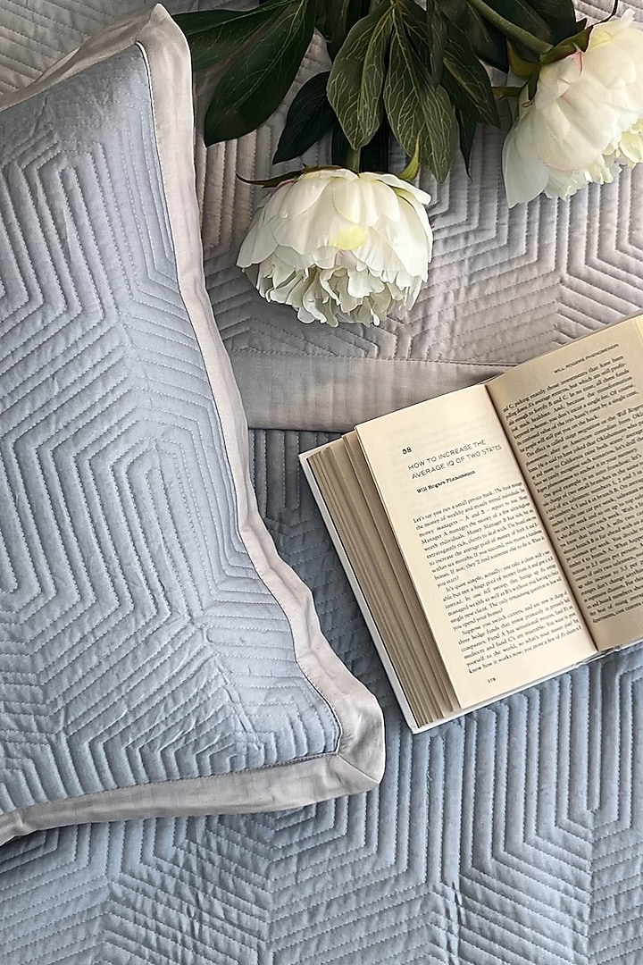 Grey Cotton Quilted Bedspread Set (Set Of 3) by SADYASKA at Pernia's Pop Up Shop