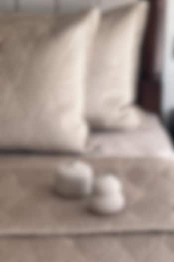 Champagne Gold  Velvet Quilted Bedspread Set (Set Of 3) by SADYASKA at Pernia's Pop Up Shop