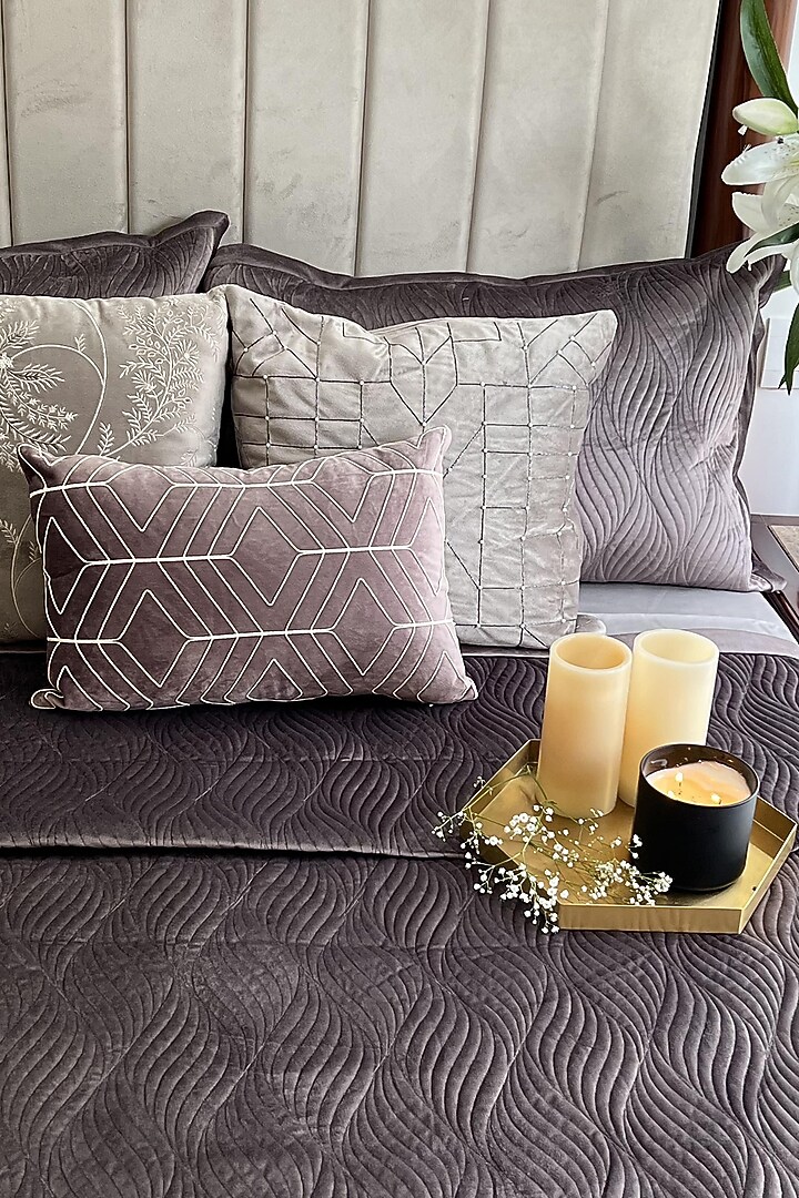 Mousse Velvet Quilted Bedspread Set (Set Of 3) by SADYASKA at Pernia's Pop Up Shop