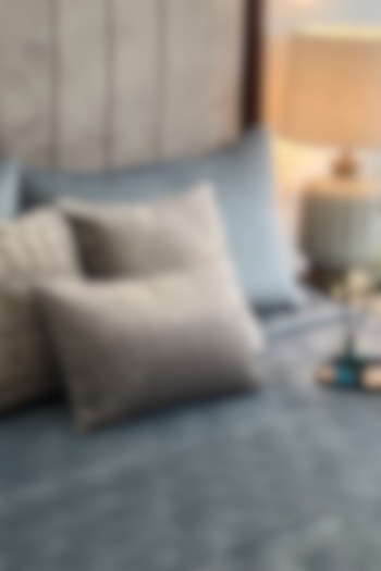 Powder Blue Velvet Quilted Bedspread Set (Set Of 3) by SADYASKA