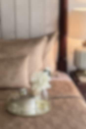 Camel Velvet Quilted Bedspread Set (Set Of 3) by SADYASKA at Pernia's Pop Up Shop