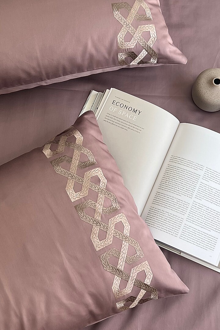 Old Rose Cotton Bedsheet Set (Set of 3) by SADYASKA at Pernia's Pop Up Shop