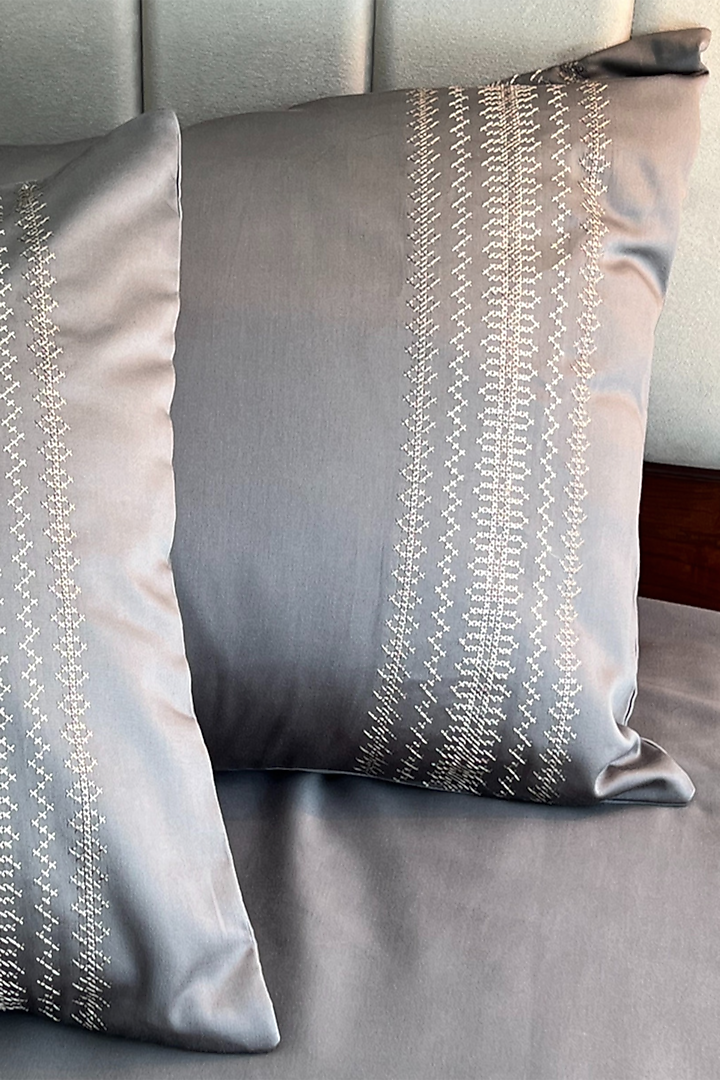 Elephant Grey Cotton Bedsheet Set (Set of 3) by SADYASKA at Pernia's Pop Up Shop