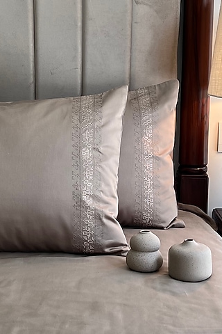 Mocha Cotton Bedsheet Set (Set of 3) by SADYASKA