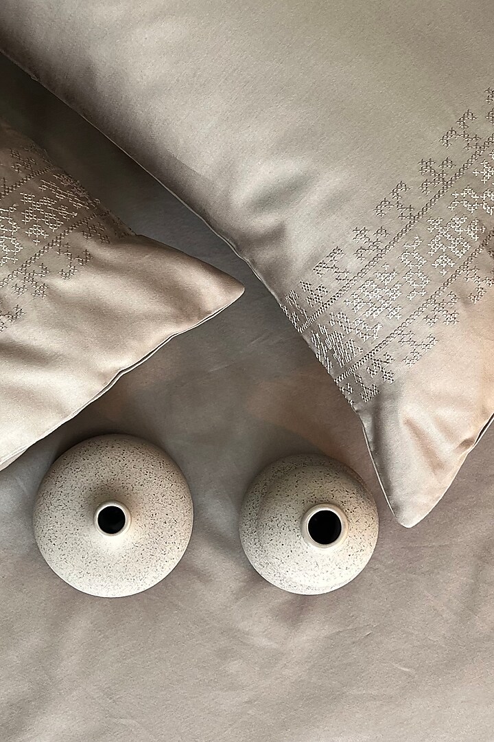 Mocha Cotton Bedsheet Set (Set of 3) by SADYASKA at Pernia's Pop Up Shop