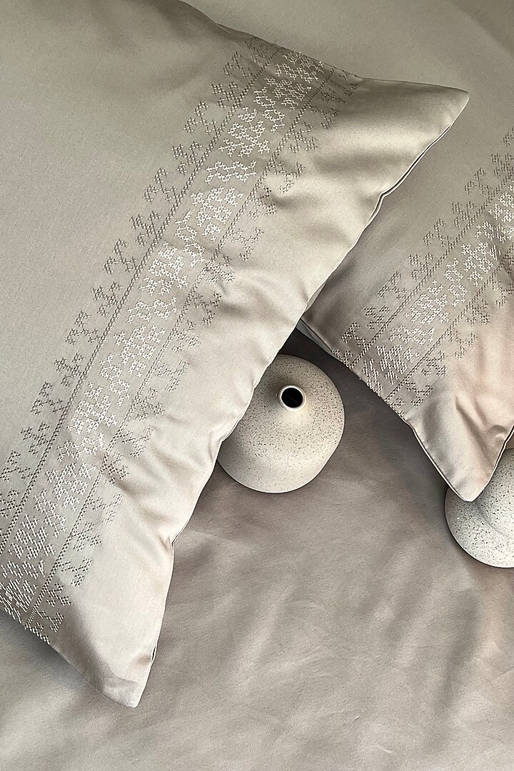 Mocha Cotton Bedsheet Set (Set of 3) by SADYASKA at Pernia's Pop Up Shop
