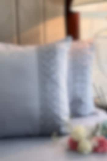 Smoke Blue Cotton Bedsheet Set (Set of 3) by SADYASKA at Pernia's Pop Up Shop