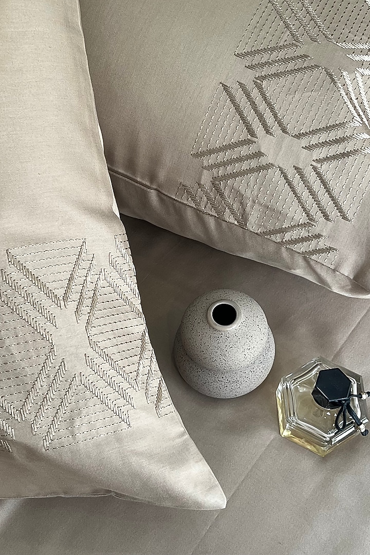 Sand Cotton Bedsheet Set (Set of 3) by SADYASKA at Pernia's Pop Up Shop