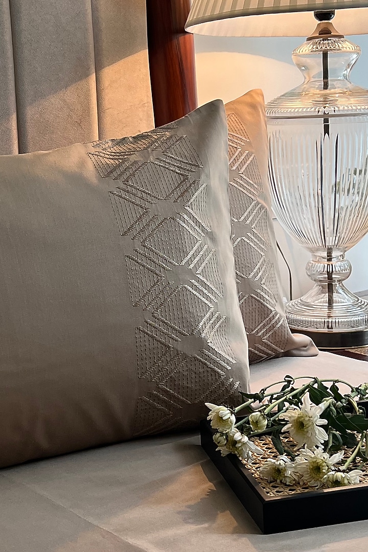 Sand Cotton Bedsheet Set (Set of 3) by SADYASKA at Pernia's Pop Up Shop