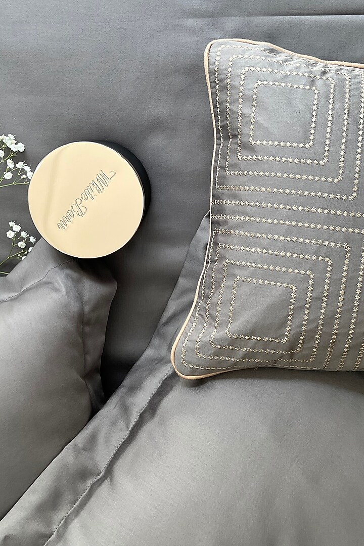 Elephant Grey  Bedsheet Set In Cotton (Set of 4) by SADYASKA at Pernia's Pop Up Shop