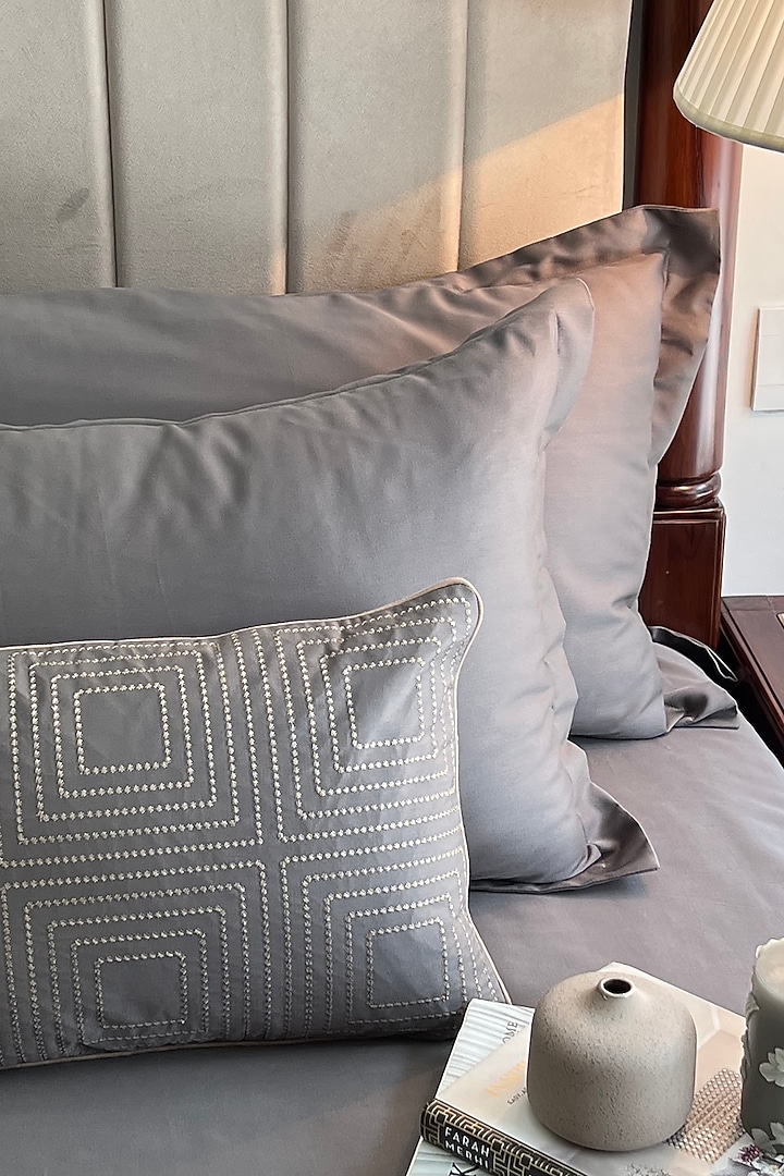 Elephant Grey  Bedsheet Set In Cotton (Set of 4) by SADYASKA at Pernia's Pop Up Shop