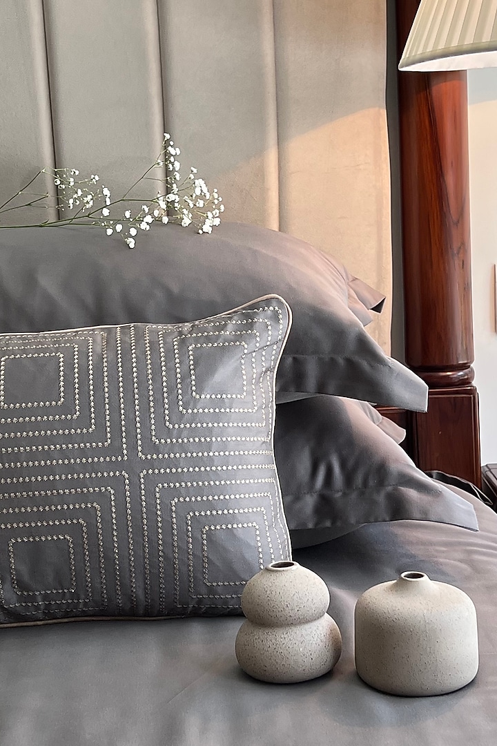 Elephant Grey  Bedsheet Set In Cotton (Set of 4) by SADYASKA at Pernia's Pop Up Shop
