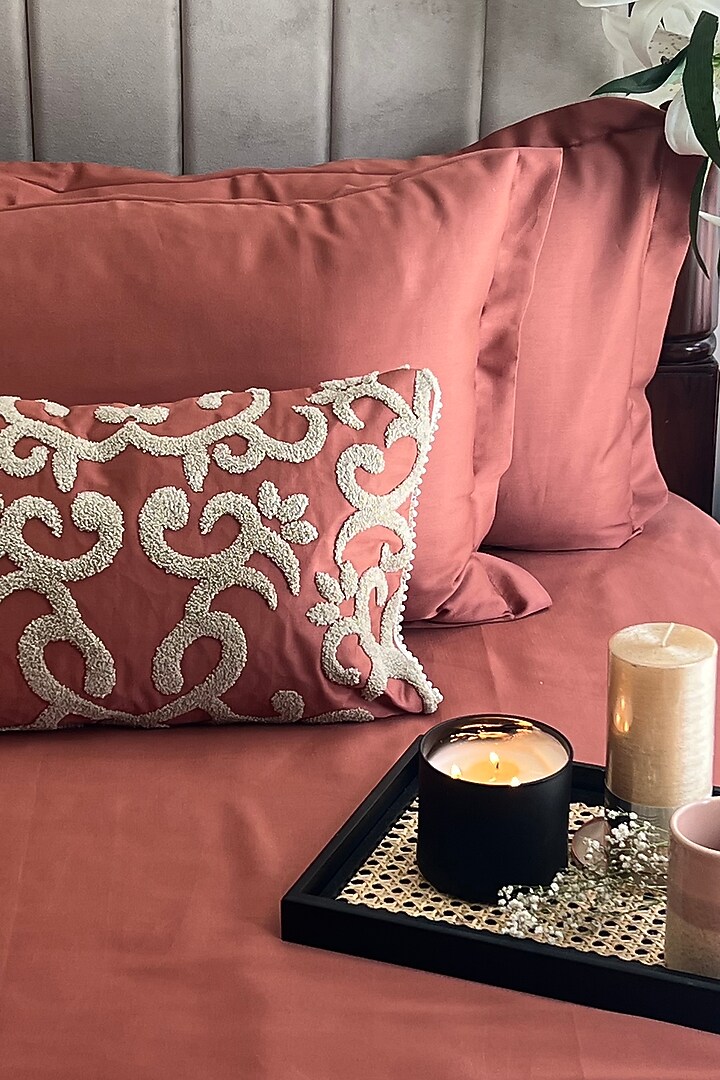Terracotta Cotton Bedsheet Set (Set of 4) by SADYASKA at Pernia's Pop Up Shop