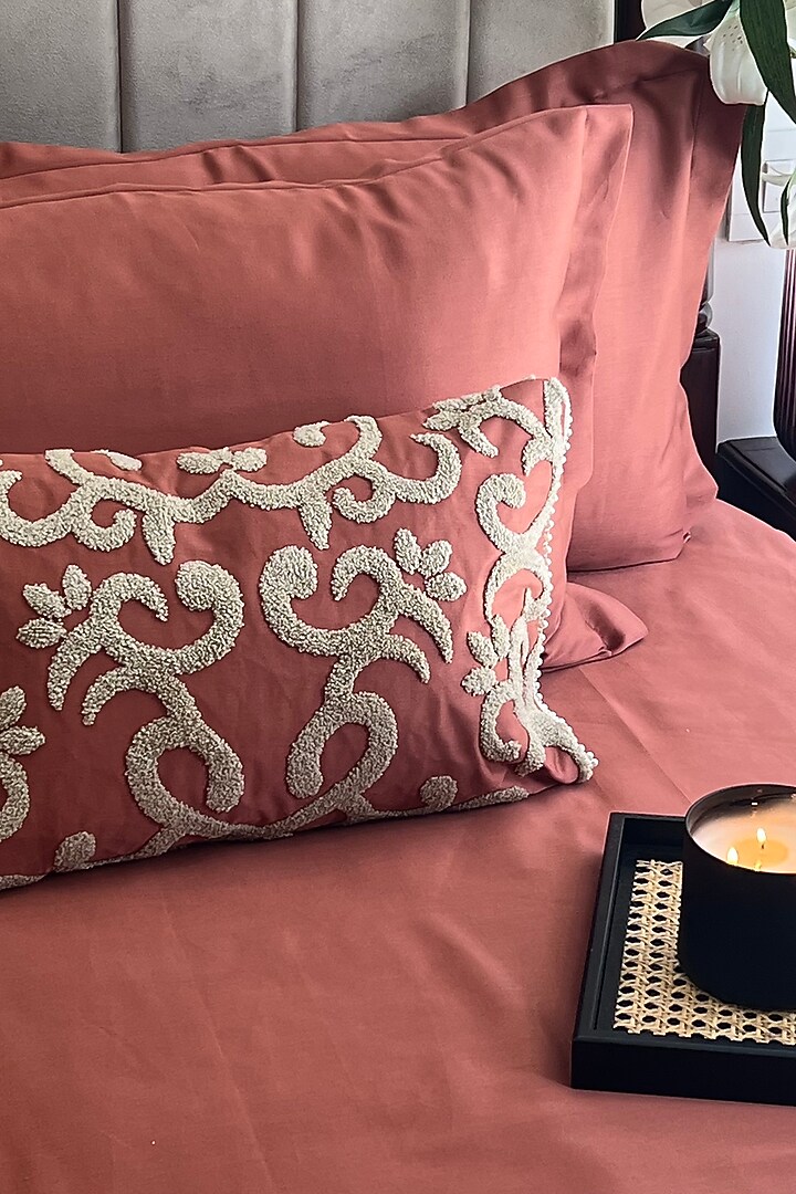 Terracotta Cotton Bedsheet Set (Set of 4) by SADYASKA at Pernia's Pop Up Shop
