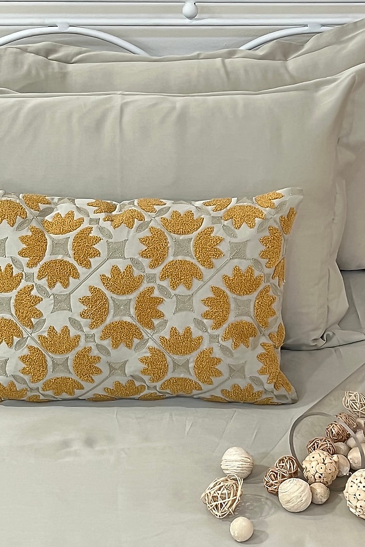 Beige Bedsheet Set In Cotton (Set of 4) by SADYASKA at Pernia's Pop Up Shop