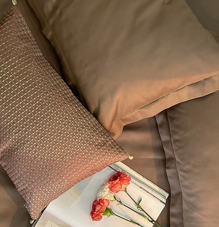 Taupe Cotton Bedsheet Set (Set of 4) by SADYASKA at Pernia's Pop Up Shop