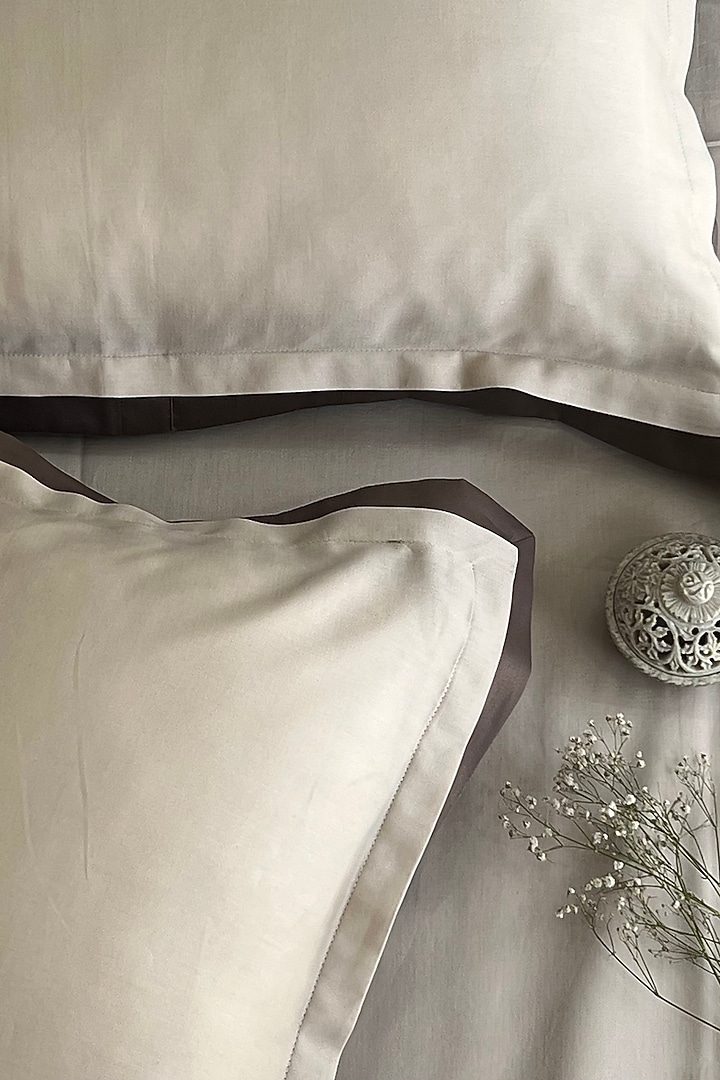Oats Beige Bedsheet Set In Cotton (Set of 3) by SADYASKA at Pernia's Pop Up Shop