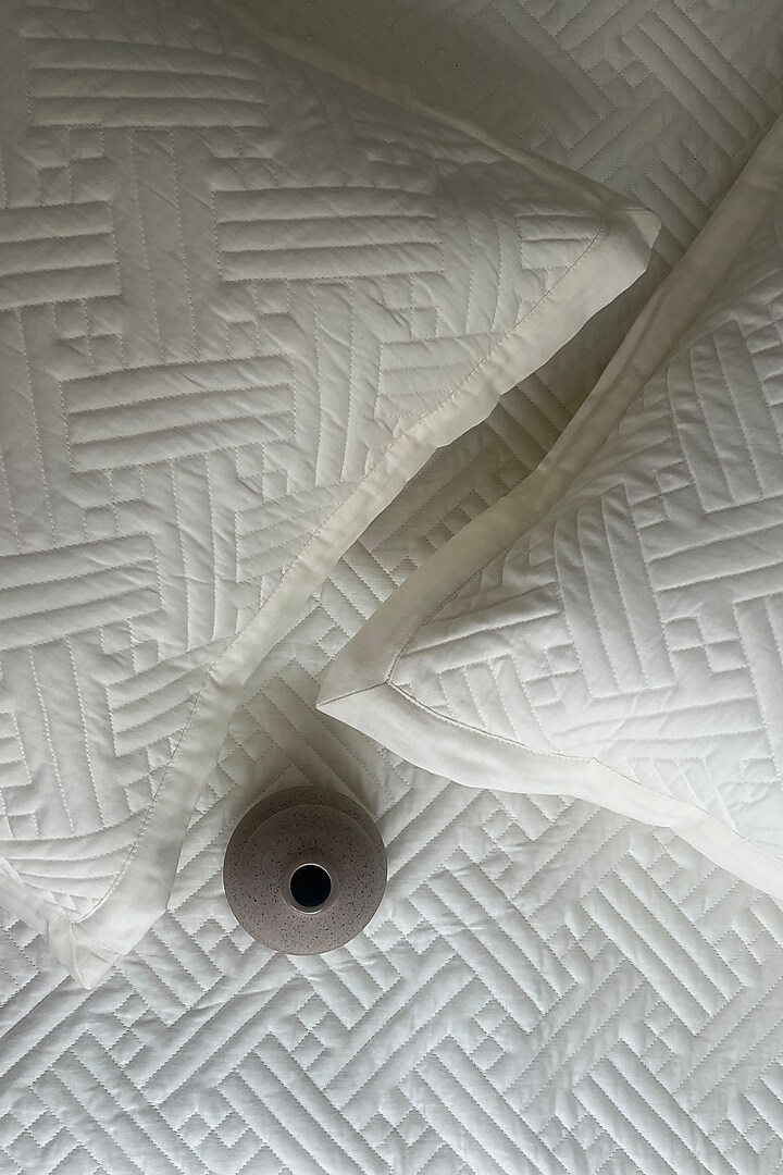 Ivory Cotton Bedspread Set of 3 by SADYASKA at Pernia's Pop Up Shop